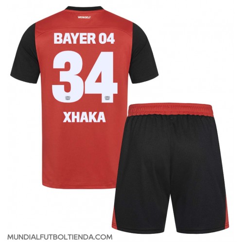 Camiseta Bayer Leverkusen Granit Xhaka #34 Primera Equipación Replica 2024-25 para niños mangas cortas (+ Pantalones cortos)